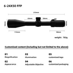 베스트 셀러 6-24X 50 FFP 야외 알루미늄 장거리 사냥 스코프 광학 30mm 튜브 직경 - Product Image 5