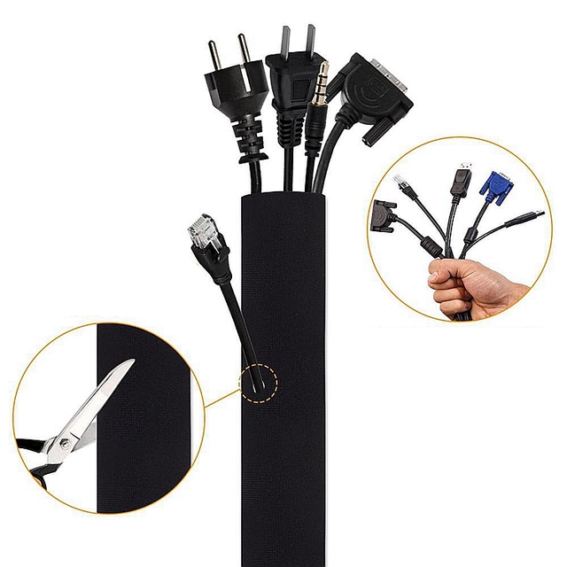 Neoprene Hook and Loop Cable Sleeve Wrap Cable Cover Organizer Wire Management Sleeve