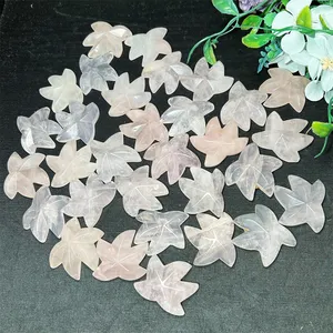 Natural Crystal Crafts Healing Pink Carving Marine Biology Rose Quartz Starfish Pendant For Use Decoration