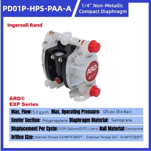 Bomba Neumática de Diafragma No Metálica PD01P-<span class=keywords><strong>HPS</strong></span>-PAA-A de 1/4'', Resistente a la Corrosión, Diafragma de Santoprene, Alto Flujo, Baja Presión, <span class=keywords><strong>125</strong></span> - Product Image 2