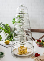 Support à gâteau en verre MIXWARES avec couvercle - Plateau de présentation de qualité alimentaire, dôme transparent anti-poussière pour pâtisseries, desserts et gâteaux