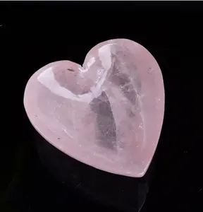 Bol en cristal naturel en forme de cœur, de couleur rose, quartz, cadeau d'anniversaire de mariage