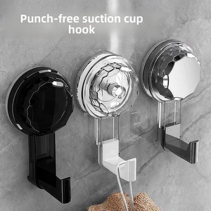 Pengait Vakum Tempel Dinding Plastik dengan Kunci Putar, Tanpa Bor, Dapat Dilepas, Tahan Air, Pengait Handuk Tunggal untuk Kamar Mandi Dapur - Product Image 1