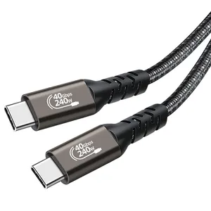 Kabel USB 4 kabel, 0.5m 0.8m 1m 1.5m 40Gbps PD 240W 8K typec-typec Transfer Data untuk Macbook
