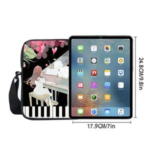 Sac messager/bandoulière en polyester imprimé notes de piano colorées, simple face, pour garçons/filles, meilleur cadeau, dessin animé 3D, décontracté - Product Image 5