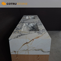 Vasque double en marbre Calacatta Viola avec dessus en pierre naturelle personnalisé, avec meuble en bois pour salle de bain de luxe