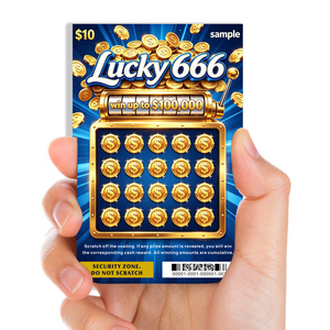 Carte à gratter d'impression offset de haute qualité pour billets de loterie Lucky 666 avec couleurs vives - Product Image 1