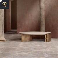 2026 Neuestes Modell Italienischer Hochwertiger Marmor-Kombinations-Couchtisch Villa Wohnzimmer-Set Design Runder Couchtisch