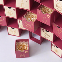 Boîte cadeau de Noël de luxe personnalisée, boîte à tiroirs pour les fêtes, calendrier de l'avent, emballage rigide, remplissable pour parfum, cosmétiques, cadeaux