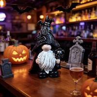 Statue de gnome sorcière gothique personnalisée en résine, figurine de gnome magicien, décoration de bureau à domicile, cadeaux pour fête d'Halloween