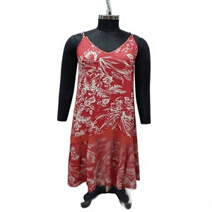 Red Floral Print Maxi <b>Dress</b> Spaghetti Strap Lace Trim Boho <b>Loose</b> Fit Summer Casual Cotton Slip <b>Dress</b> - Product Image 1