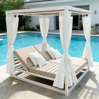Chaise longue de jardin en aluminium imperméable avec auvent