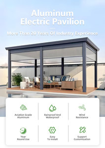 Pérgola con Panel <span class=keywords><strong>Solar</strong></span>, Almacenamiento de Batería Integrado y Luces LED, Gazebo de Aluminio con Rejillas Fotovoltaicas para Jardín - Product Image 2