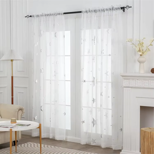 Rideaux transparents étoiles dorées pour garçons filles <span class=keywords><strong>chambre</strong></span> à coucher mignon court blanc rideaux transparents pour <span class=keywords><strong>chambre</strong></span> d'enfants lumière filtrant impression lune rideaux - Product Image 6
