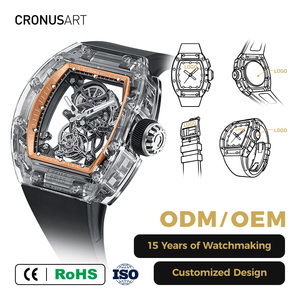 Reloj mecánico Tourbillon de lujo para hombre de <span class=keywords><strong>44</strong></span> mm con caja de zafiro en forma de barril y esfera luminiscente esqueletizada - Product Image 2