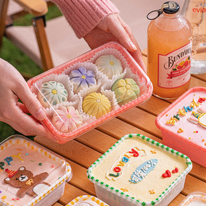 Bán Hàng Nóng Bền Vuông Pastry Pie Snack Bao Bì Hộp Vuông Trái Cây Macaron Hồng Hộp Nhựa Cấp Thực Phẩm Cho Bánh Và Những Môn Dã Ngoại - Product Image 4