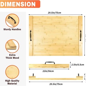 Couverture de cuisinière à gaz en bambou rectangulaire avec poignée, couleur bois naturel, plateau de service pour la cuisine - Product Image 4