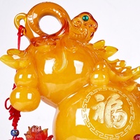 Ornement en résine en forme de coccinelle dorée, style chinois, semi-fait main, Feng Shui, porte-bonheur, décoration d'intérieur, cadeau pour salon/bureau d'accueil