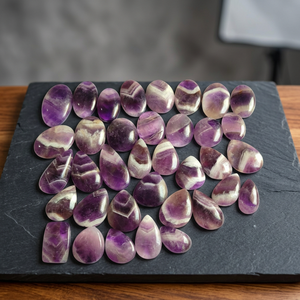 Natural Chevron Amethyst Cabochon Loose Gemstones Wholesale Banded Amethyst Flatback Cabochons for Jewelry Making - Product Image 5