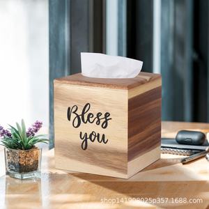 Organisateur Boîte à mouchoirs en bois double face Palissandre Présentoir de bureau pour la maison Chambre à coucher Table à manger Décoration et rangement - Product Image 2