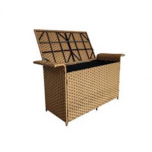 Banc <span class=keywords><strong>de</strong></span> <span class=keywords><strong>rangement</strong></span> extérieur en rotin PE bicolore, grande capacité 255L, boîte <span class=keywords><strong>de</strong></span> <span class=keywords><strong>rangement</strong></span> pour patio et jardin avec structure en acier galvanisé - Product Image 6