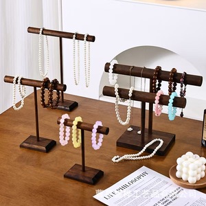 Wooden Bracelet Necklace Display Rack Double Layer Desktop Jewelry Organizer Storage <b>Stand</b> For Accessories Showcasing - Product Image 1