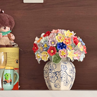 Jingdezhen buket bunga Peony besar, ornamen kreatif buatan tangan keramik abadi Tiongkok