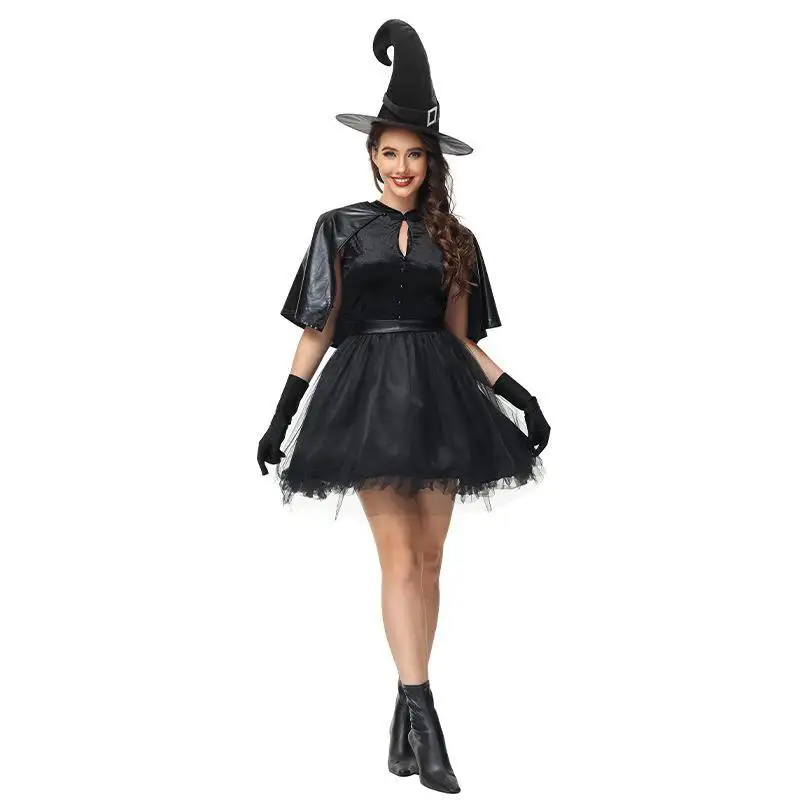 Halloween Cosplay Femme Assistant Jeu de Rôle Sorcière Maquillage Thème Fête Danse Drame Ensemble Fantaisie Scène Performance Costume Jupe