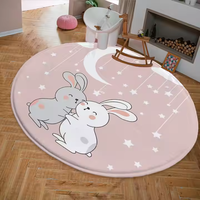 Tapis de sol en mousse pour chambre à coucher et chevet, en peluche, motif animal rose, dessin animé