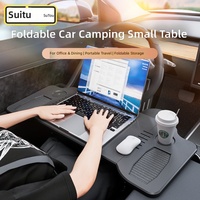Table de bureau pliable pour voiture, plateau pour Tesla Model 3/Y, table à manger pliable pour la rangée avant, bureau d'ordinateur pliable, design à trois plis, métal et plastique