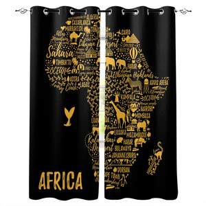 <span class=keywords><strong>Tende</strong></span> <span class=keywords><strong>Oscuranti</strong></span> Personalizzate in Tessuto di Poliestere con Motivo Africano Vintage per il Soggiorno - Product Image 5