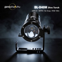 Lampe de plongée PROZHAOZHU DL-D40M 6000LM SBT90 IP68 150M sans fil rechargeable 21700 pour plongée technique en grotte et en navire