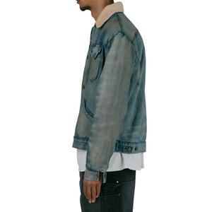 เสื้อแจ็คเก็ตเดนิมทรงทรัคเกอร์ คอร์ดูรอยสีน้ำเงินวินเทจฟอกแบบดิสเทรส ผลิตจากผ้าฝ้าย 100% เป็นมิตรต่อสิ่งแวดล้อม ทรงหลวมสบาย สปริงคัสตอม - Product Image 3