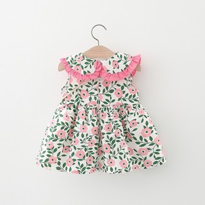 Vêtements d'été en gros pour bébés : Robe florale 1465 pour filles avec col rond, décoration en dentelle et sac à bandoulière en bambou - Product Image 2