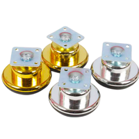 Pieds de canapé ronds en métal, plaqués chrome doré, supports de meubles pour canapé, armoire, meuble TV