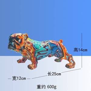 Creativo colorato inghilterra Bulldog figurine Modern Graffiti Art decorazioni per la casa resina bulldog francese scultura ornamento - Product Image 3