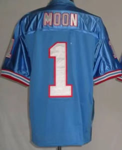 2025 Nieuwe Gestikte Blauwe Witte Amerikaanse Voetbalshirts Houston 1 Warren Moon 34 Earl Campbell - Product Image 6