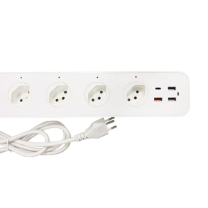 Domótica 4 Tipo J AC Socket Swiss Smart Wi-Fi Power Strip con 1C3A PD QC Puertos de carga rápida - Product Image 1