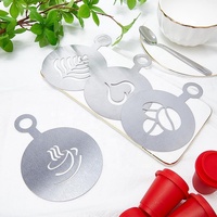 Modèles de décoration personnalisés en acier inoxydable 430 pour latte art, cappuccino, gâteaux et desserts, ensemble de 4 pièces pour accessoires café et thé