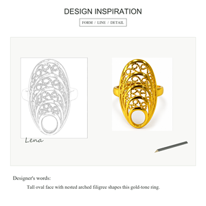 Bague de cocktail en laiton plaqué or, design ovale géométrique, style bohème, bijoux de fête unisexe - Product Image 2