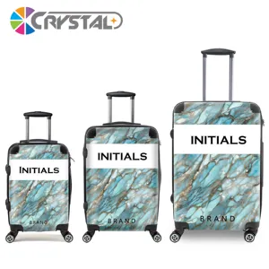New Arrival Customized Your Own Logo Printing Trolley Luggage Marble Print Transparent Clear Brand Your Design Carry On Luggage