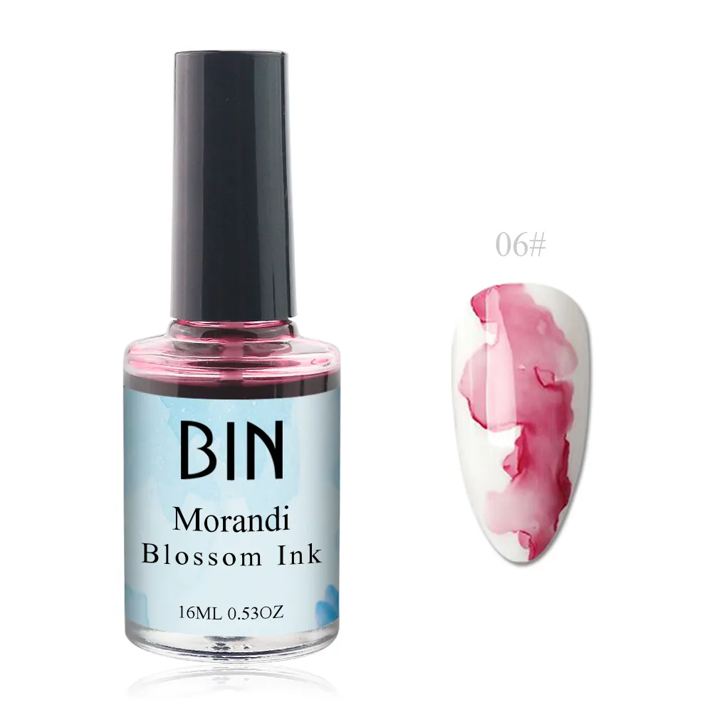 BIN Custom Label Fast Dry No UV Water Color Art Waterbased Paint Nail Polish Marble Ink Liquid Blossom Gel Nail Blooming