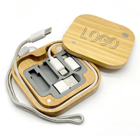Câble de charge rapide 60W 6 en 1 en bambou, boîte de rangement pour câbles de données, universel pour téléphone portable