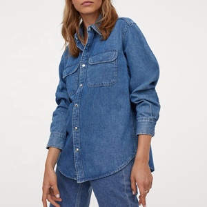 Nuovo Design personalizzato all'ingrosso abbigliamento da <span class=keywords><strong>donna</strong></span> 100% cotone Denim <span class=keywords><strong>camicia</strong></span> giacca per <span class=keywords><strong>donna</strong></span> primavera top alla moda <span class=keywords><strong>camicia</strong></span> Casual - Product Image 2