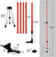 Poteau de niveau laser avec trépied, trépied télescopique, 12 pieds/3.7m avec support laser rotatif de 1/4 pouces par 20 pouces