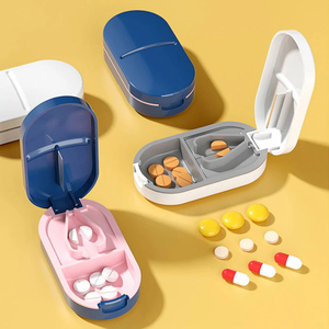 Medicine <b>Pill</b> Cutter Box Portable Drug Box Useful Grinder Splitter Medicine <b>Pill</b> <b>Holder</b> Tablet Cutter Splitter Divider <b>Pill</b> Case - Product Image 1