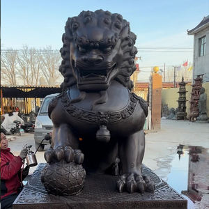 中国ライオン手作りモダンデザインブロンズフー犬屋外像 - Product Image 2