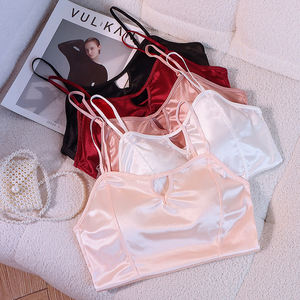 Soutien-gorge tube sexy respirant en soie glacée, sans couture, avec bonnets intégrés, pour femmes, en satin, grande taille - Product Image 2