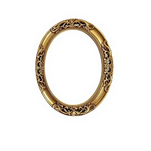 Baroque Oval Beveled Edge Ready Mount Wall Mirror Gold Wooden Vanity Decorative Hollow-out Frame for Bathroom Bedroom Entryway - Product Image 2