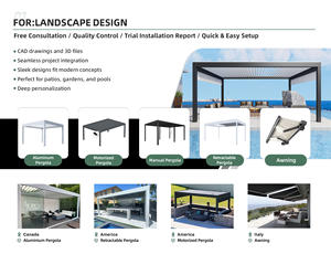 Waterproof <strong>Outdoor</strong> Motorized Aluminum Louvered Pergola <strong>With</strong> LED Lighting for Garden - Product Image 2
